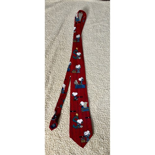 Peanuts silk tie mens red - os,